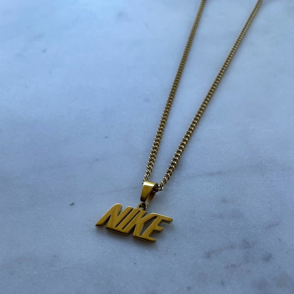 Gold NIKE Necklace - 20" Thin Chain - Gold Plated Stainless Steel - Easter